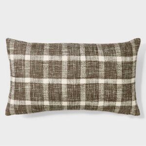 Studio McGee Brown and Cream Plaid Lumbar Pillow